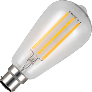 Schiefer L024060609 - BA22d Filamentled Rustika ST64x140mm 230V 480Lm 6.5W 922 AC Clear Dim LED Bulbs Schiefer - The Lamp Company