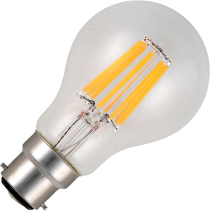 Schiefer L024070607 - Ba22d Filamentled GLS A60x105mm 230V 540Lm 6.5W 927 AC Clear Dim LED Bulbs Schiefer - The Lamp Company