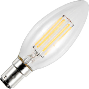 Schiefer L159124927 - Ba15d Filamentled Candle C35x100mm 230V 400Lm 4W 827 AC Clear Dim LED Bulbs Schiefer - The Lamp Company