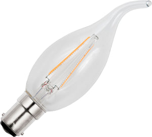 Schiefer L159315027 - Ba15d Filamentled Tip Candle C35 230V 180Lm 2W 827 AC Clear Non-Dim LED Bulbs Schiefer - The Lamp Company