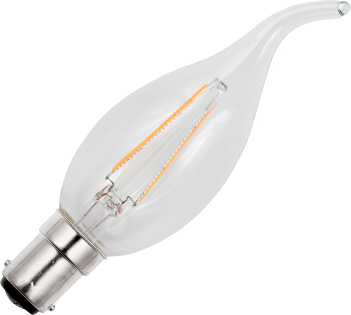 Schiefer L159315027 - Ba15d Filamentled Tip Candle C35 230V 180Lm 2W 827 AC Clear Non-Dim