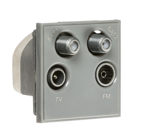 Knightsbridge NETQDGY Modular quadplexed SAT1/SAT2/TV/FM DAB Outlet - Grey - Knightsbridge - Sparks Warehouse