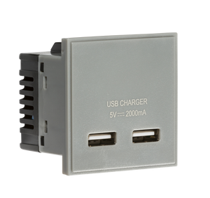 Knightsbridge NETUSBGY Modular Dual USB Charger 5V DC 2A - Grey - Knightsbridge - Sparks Warehouse