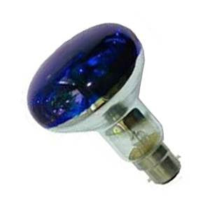 R8060BC-B-CR - 240v 60w Ba22d 80mm Blue Coloured Light Bulbs Crompton - The Lamp Company