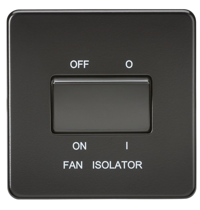 Knightsbridge SF1100MBB Screwless 10A 3 POL Fan Isolator Switch - Matt Black