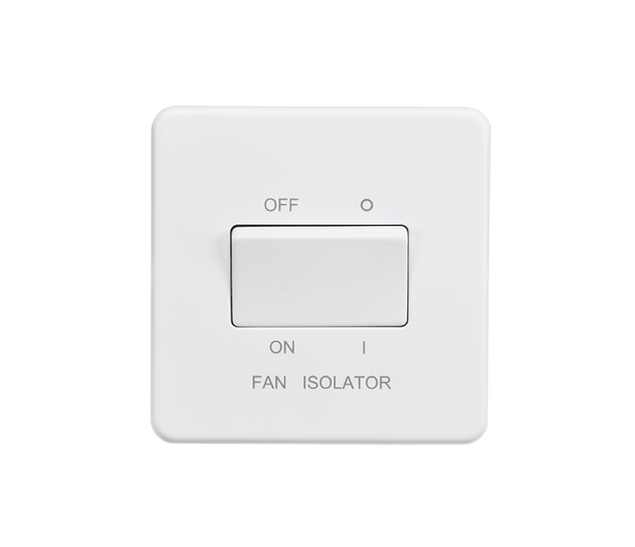 Knightsbridge SF1100MW Screwless 10A 3 Pole Fan Isolator Switch - Matt White