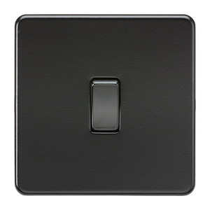 Knightsbridge SF1200MBB Screwless 10A 1G Intermediate Switch - Matt Black - Knightsbridge - Sparks Warehouse
