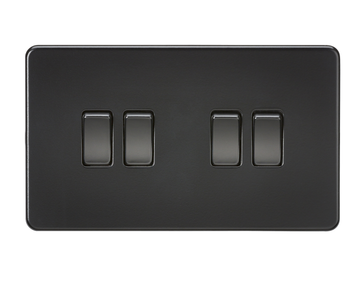 Knightsbridge SF4100MBB Screwless 10A 4G 2 WAY Switch - Matt Black
