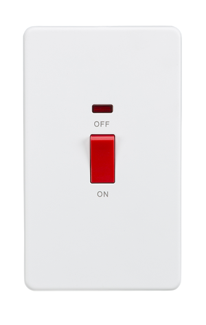 Knightsbridge SF8332NMW Screwless 45A 2G DP Switch with Neon - Matt White - Knightsbridge - Sparks Warehouse