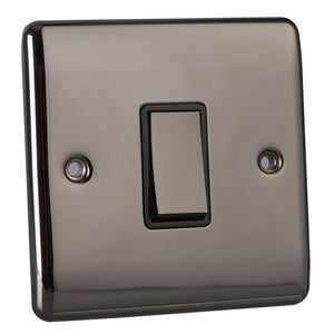 Caradok 1 gang 2 way intermediate switch black nickel, Metal Switch, black Insert