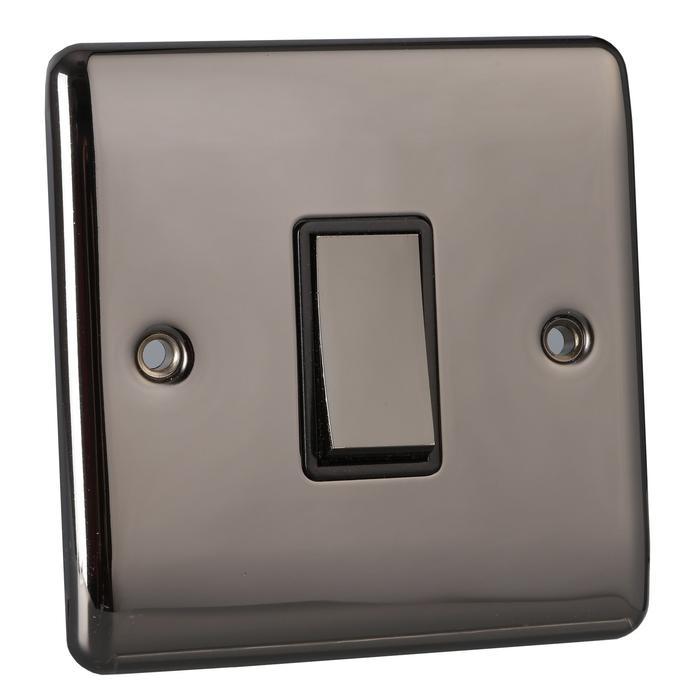 Caradok 1 gang 2 way intermediate switch black nickel, Metal Switch, black Insert