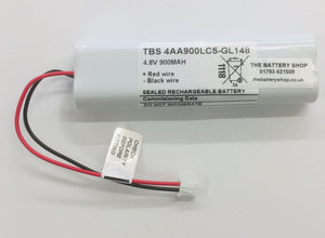 TBS 4AA900LC5-GL148 4.8v 900mAh Ni-Cd Battery Pack AA Ni-Cd and Ni-Mh Batteries and Battery Packs The Lamp Company - The Lamp Company