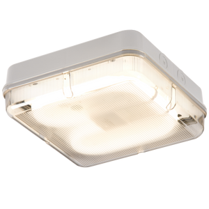 Knightsbridge TPS28WPEMHF IP65 28W HF Square Emergency Bulkhead with Prismatic Diffuser and White Base - Knightsbridge - Sparks Warehouse