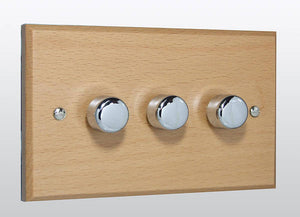 Varilight HK43BE - 3-Gang 2-Way Push-On/Off Rotary Dimmer 3 x 40-250W (Twin Plate)