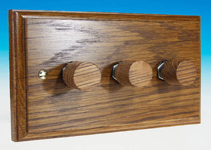 Varilight HK43MO - 3-Gang 2-Way Push-On/Off Rotary Dimmer 3 x 40-250W (Twin Plate)