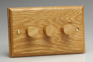 Varilight HK43O - 3-Gang 2-Way Push-On/Off Rotary Dimmer 3 x 40-250W (Twin Plate)