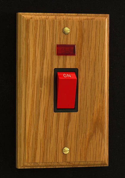 Varilight XK45NOB - 45A Cooker Switch + Neon (Vertical Twin Plate, Red Rocker)
