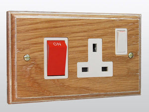 Varilight XK45PLOW - 45A Cooker Panel with 13A Double Pole Switched Socket Outlet (Red Rocker)