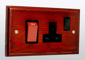 Varilight XK45PMB - 45A Cooker Panel with 13A Double Pole Switched Socket Outlet (Red Rocker)
