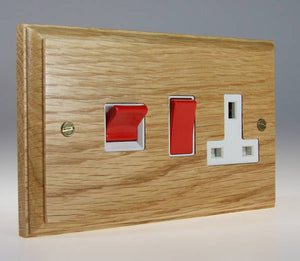 Varilight XK45POW - 45A Cooker Panel with 13A Double Pole Switched Socket Outlet (Red Rocker)