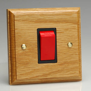 Varilight XK45SOB - 45A Cooker Switch (Single Plate, Red Rocker)
