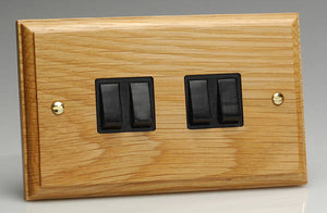 Varilight XK9OB - 4-Gang 10A 1- or 2-Way Rocker Switch (Twin Plate)