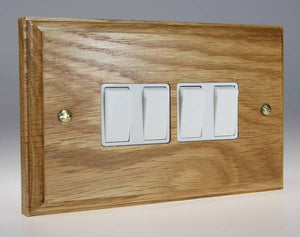 Varilight XK9OW - 4-Gang 10A 1- or 2-Way Rocker Switch (Twin Plate)