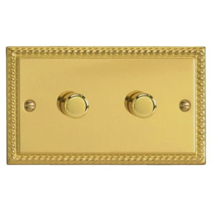 2 x 400W 2-Way LED Dimmer Switch Brass JGDP402  Other - The Lamp Company