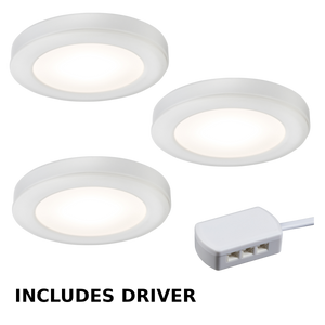 Knightsbridge UNDKIT3WWW 230V IP20 2.5W LED Dimmable Under Cabinet Lights in White - Pack of 3 – 3000K