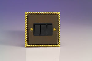 Varilight XA3B - 3-Gang 10A 1- or 2-Way Rocker Switch