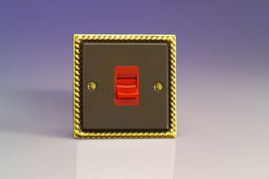 Varilight XA45S - 45A Cooker Switch (Single Plate, Red Rocker)