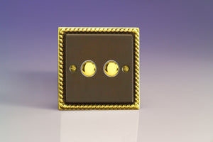 Varilight XAP2 - 2-Gang 6A 1- or 2-Way Push-On/Off Impulse Switch