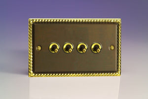 Varilight XAT9 - 4-Gang 10A 1- or 2-Way Toggle Switch (Twin Plate)