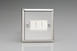 Varilight XC3W - 3-Gang 10A 1- or 2-Way Rocker Switch