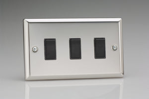 Varilight XC93B - 3-Gang 10A 1- or 2-Way Rocker Switch (Twin Plate)