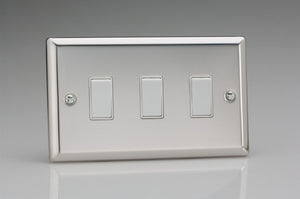 Varilight XC93W - 3-Gang 10A 1- or 2-Way Rocker Switch (Twin Plate)