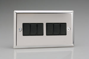 Varilight XC96B - 6-Gang 10A 1- or 2-Way Rocker Switch (Twin Plate)