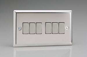 Varilight XC96D - 6-Gang 10A 1- or 2-Way Rocker Switch (Twin Plate)