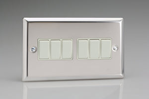 Varilight XC96W - 6-Gang 10A 1- or 2-Way Rocker Switch (Twin Plate)