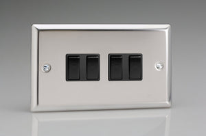 Varilight XC9B - 4-Gang 10A 1- or 2-Way Rocker Switch (Twin Plate)