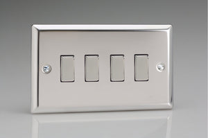 Varilight XC9D - 4-Gang 10A 1- or 2-Way Rocker Switch (Twin Plate)