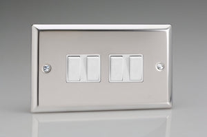 Varilight XC9W - 4-Gang 10A 1- or 2-Way Rocker Switch (Twin Plate)