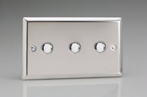 Varilight IJCS003 - 3-Gang Tactile Touch Control Dimming Slave for use with Master on 2-Way Circuits (Twin Plate)