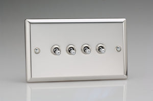Varilight XCT9 - 4-Gang 10A 1- or 2-Way Toggle Switch (Twin Plate)