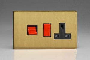 Varilight XDB45PBS - 45A Cooker Panel with 13A Double Pole Switched Socket Outlet (Red Rocker)