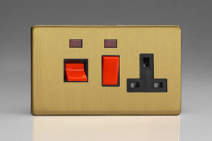 Varilight XDB45PNBS - 45A Cooker Panel + Neon with 13A Double Pole Switched Socket Outlet (Red Rocker)