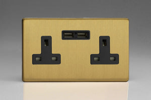 Varilight XDB5U2BS - 2-Gang 13A Unswitched Socket + 2x5V DC 2100mA USB Charging Ports