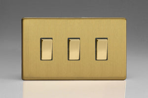 Varilight XDB93S - 3-Gang 10A 1- or 2-Way Rocker Switch (Twin Plate)