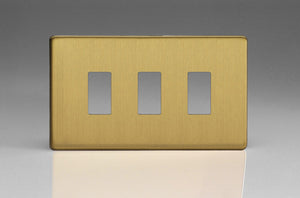 Varilight XDBPGY3S - 3-Gang Screwless PowerGrid Plate including Yoke (Twin Plate)
