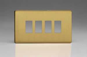 Varilight XDBPGY4S - 4-Gang Screwless PowerGrid Plate including Yoke (Twin Plate)